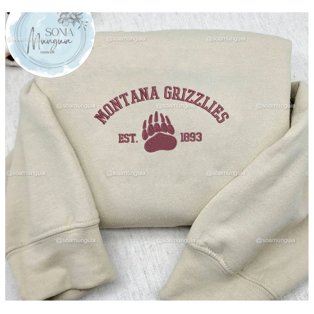 Montana Grizzlies Embroidered Sweatshirt shirt Crewneck – NCAA Team Apparel 1893
